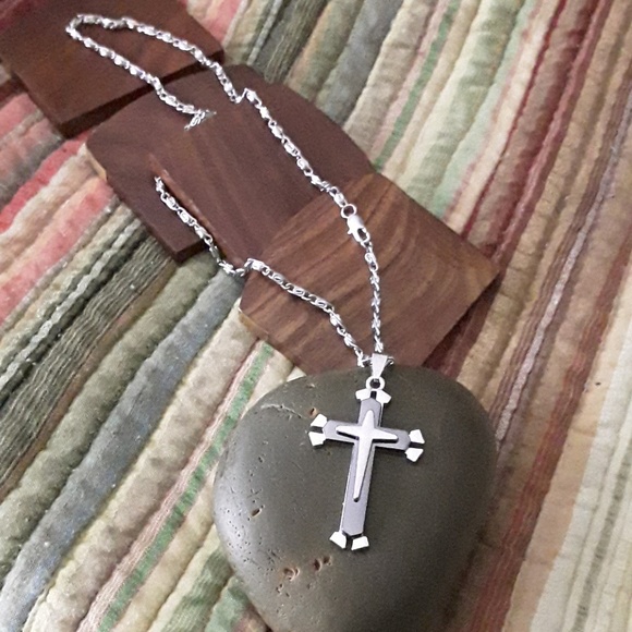 NWOT Stainless Steel He is Risen Cross - Picture 2 of 8